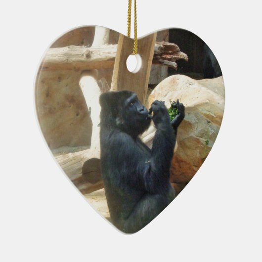 Gorilla eet zijn lunch, Dier, Wildlife, Ape Keramisch Ornament (Rechts)