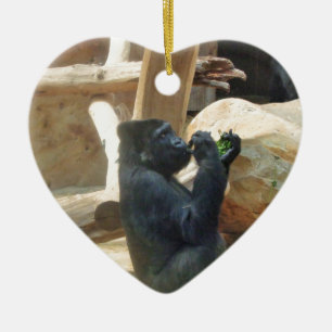 Gorilla eet zijn lunch, Dier, Wildlife, Ape Keramisch Ornament