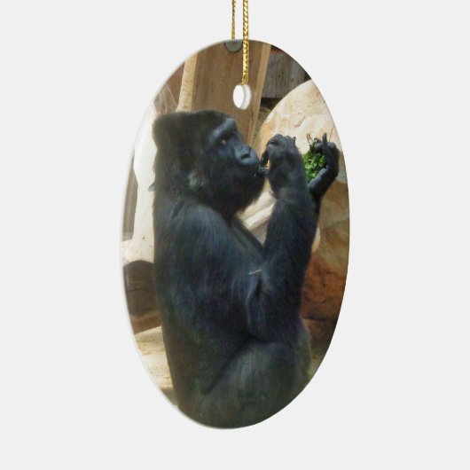 Gorilla eet zijn lunch, Dier, Wildlife, Ape Keramisch Ornament (Rechts)