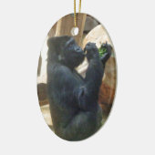Gorilla eet zijn lunch, Dier, Wildlife, Ape Keramisch Ornament (Links)