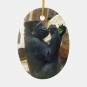 Gorilla eet zijn lunch, Dier, Wildlife, Ape Keramisch Ornament (Voorkant)