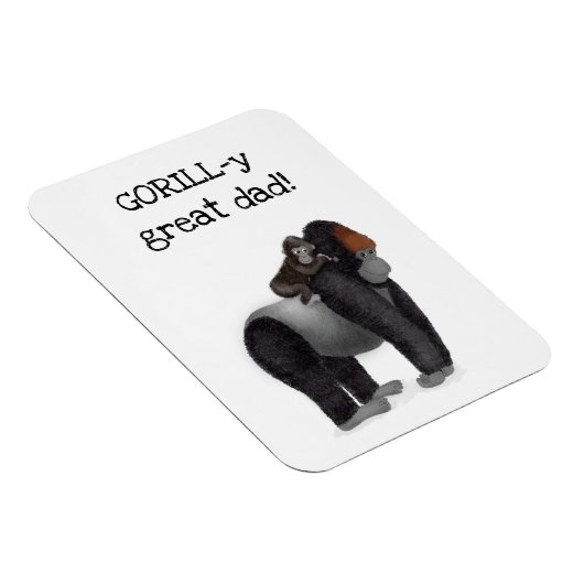 Gorilla en baby "geweldige vader"-kaart magneet (Rechterzijde)