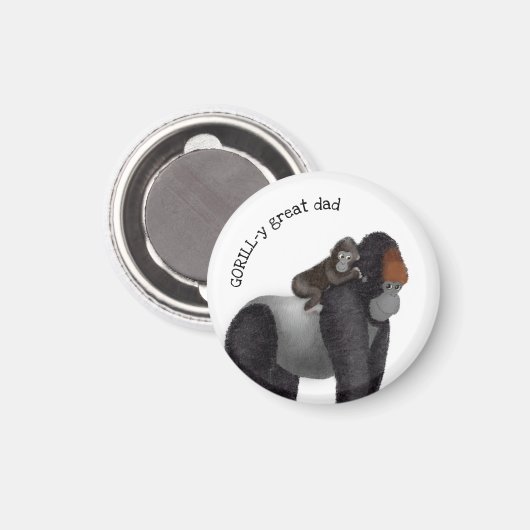 Gorilla en baby 'geweldige vader' magnet (Voorkant / Achterkant)