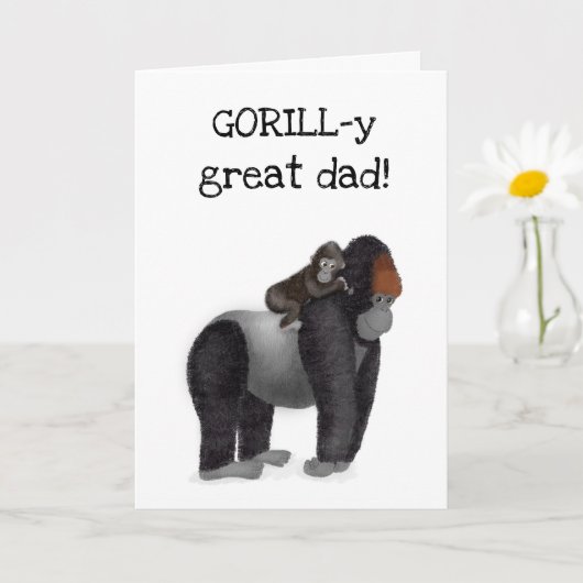 Gorilla en baby 'geweldige vader'-verjaardagskaart kaart (Kleine Plant)