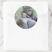 Gorilla en Baby Ronde Sticker (Tas)
