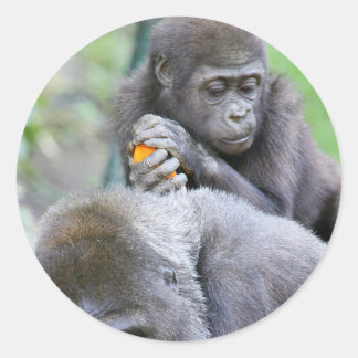 Gorilla en Baby Ronde Sticker