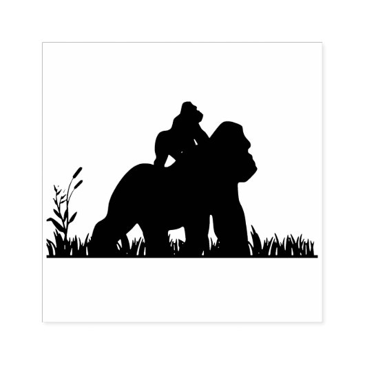 Gorilla en Baby Rubberstempel (Afrduk)