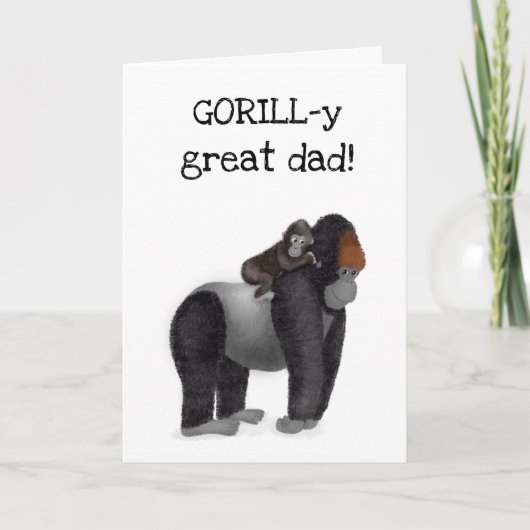 Gorilla en baby-Vaderdag Kaart (Voorkant)