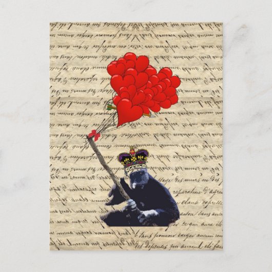 Gorilla en hartballonnen briefkaart (Voorkant)