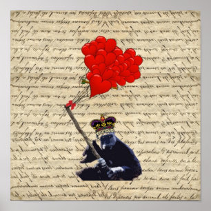 Gorilla en hartballonnen poster