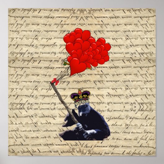 Gorilla en hartballonnen poster (Voorkant)