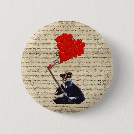 Gorilla en hartballonnen ronde button 5,7 cm (Voorkant)