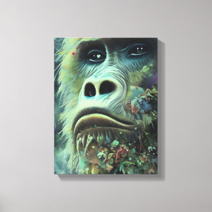 Gorilla en Planten Canvas Afdruk