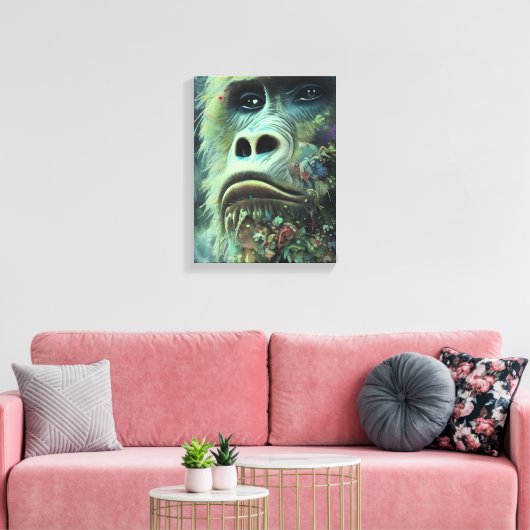 Gorilla en Planten Canvas Afdruk (Insitu (Woonkamer))