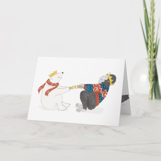 Gorilla en Polar-Beer kerstKaart Kaart (Voorkant)