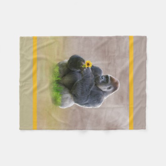 Gorilla en Yellow Daisy Fleece Deken (Voorkant (Horizontaal))