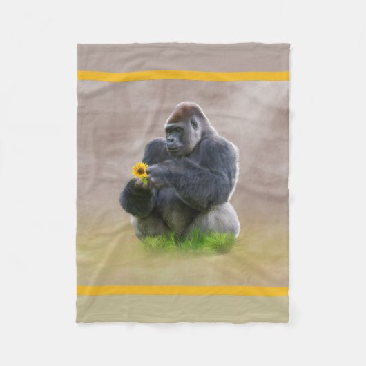 Gorilla en Yellow Daisy Fleece Deken (Voorkant)