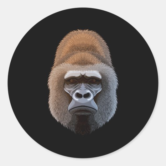 Gorilla Face Ape Majestic Gorilla Oerwoud Ronde Sticker (Voorkant)