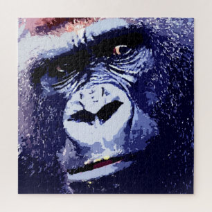 Gorilla Face Blue Pop Art Legpuzzel
