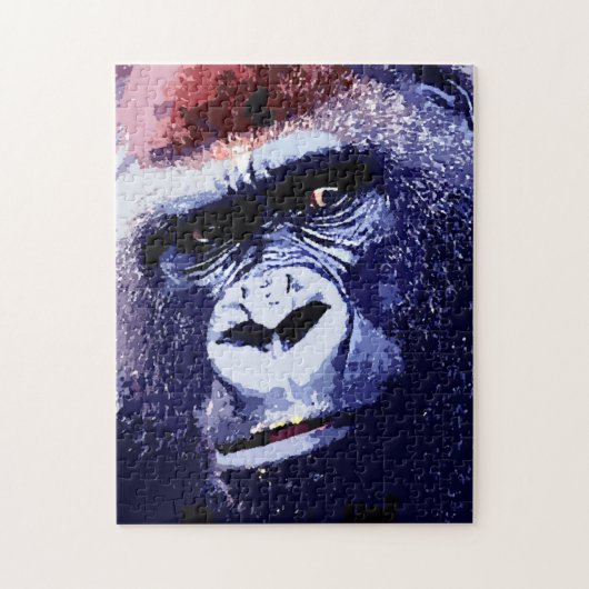 Gorilla Face Blue Pop Art Legpuzzel (Verticaal)