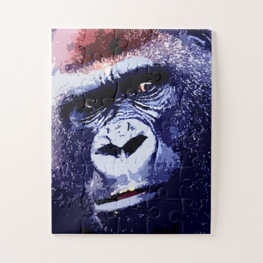 Gorilla Face Blue Pop Art Legpuzzel (Verticaal)