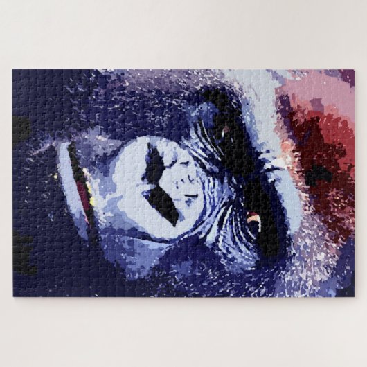 Gorilla Face Blue Pop Art Legpuzzel (Horizontaal)