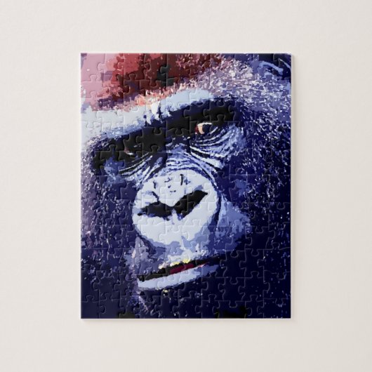 Gorilla Face Blue Pop Art Legpuzzel (Verticaal)