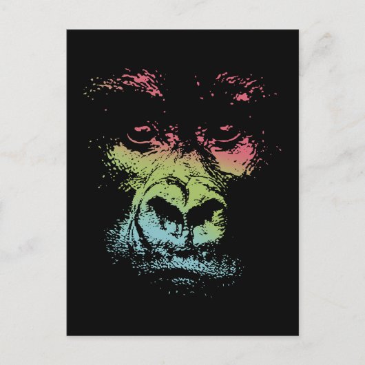Gorilla Face - Color Briefkaart (Voorkant)