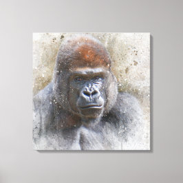 Gorilla Face Fine Art Waterverf voor fotografie Canvas Afdruk