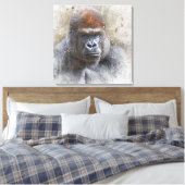 Gorilla Face Fine Art Waterverf voor fotografie Canvas Afdruk (Insitu (Slaapkamer))
