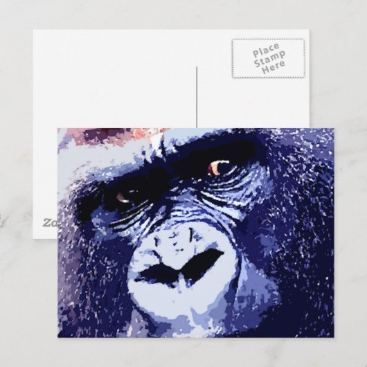 Gorilla Face Pop Art Briefkaart (Voorkant / Achterkant)