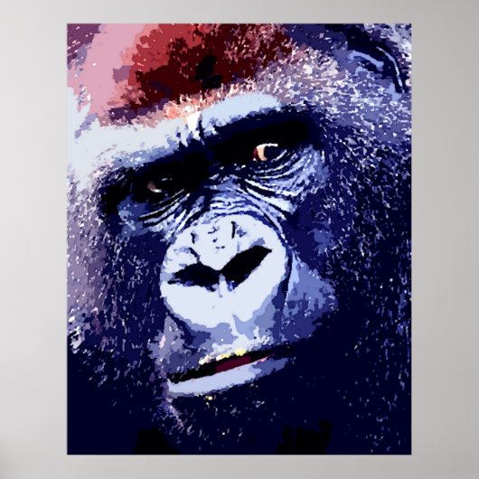 Gorilla Face Pop Art Poster Print. Gorilla Posters (Voorkant)
