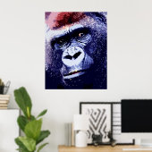 Gorilla Face Pop Art Poster Print. Gorilla Posters (Thuiskantoor)