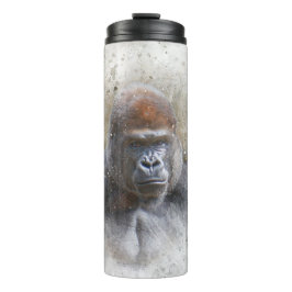 Gorilla Face Portrait Modern Waterverf Thermosbeker