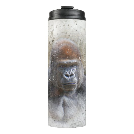 Gorilla Face Portrait Modern Waterverf Thermosbeker (Voorkant)