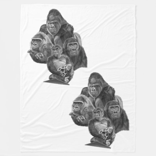 Gorilla Family Blanket ゴリラ家族のブランケット (GorillaLife) Fleece Deken (Voorkant)