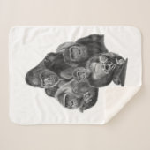 Gorilla Family Blanket ゴリラ家族のブランケット (GorillaLife) Sherpa Deken (Voorkant (horizontaal))