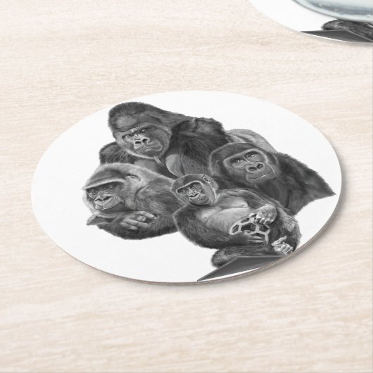 Gorilla Family coaster. ゴリラ家族のコースター　GorillaLife Ronde Kartonnen Onderzetter (Gebogen)