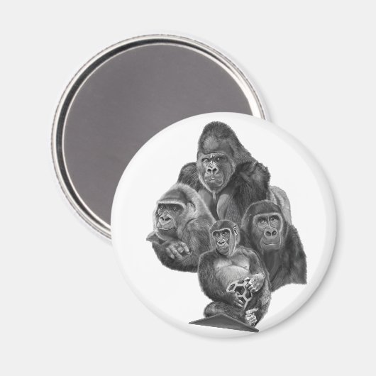 Gorilla Family Magnet (ゴリラ家族のマグネット）Gorilla Life (Voorkant / Achterkant)