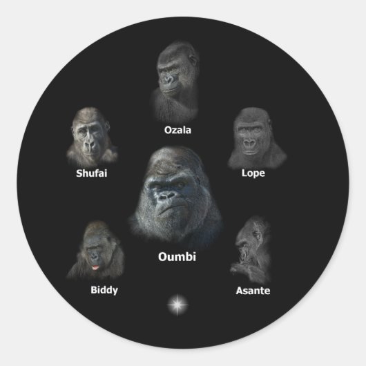 Gorilla Family Ronde Sticker (Voorkant)