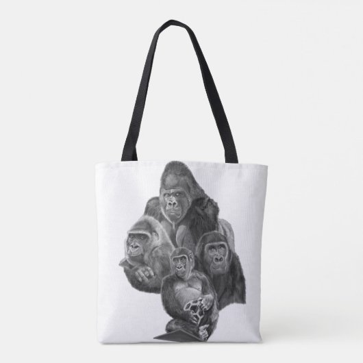 Gorilla Family tote Bag (ゴリラ家族のトートバッグ）Gorilla Life (Achterkant)