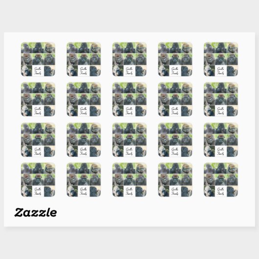 Gorilla Family Vierkante Sticker (Vel)