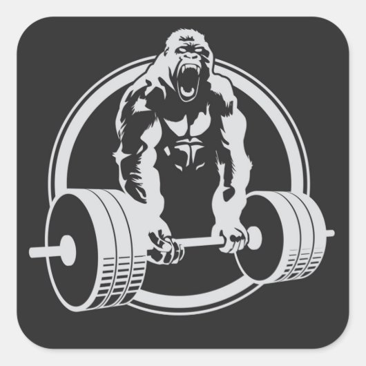 Gorilla Fitness Beast Mode Heffen Crossfit Vierkante Sticker (Voorkant)