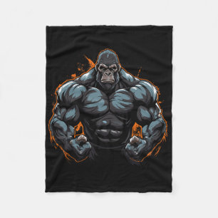 gorilla flexing fleece deken