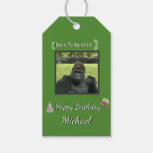 Gorilla Focused Wild Birthday Art Cadeaulabel (Voorkant)