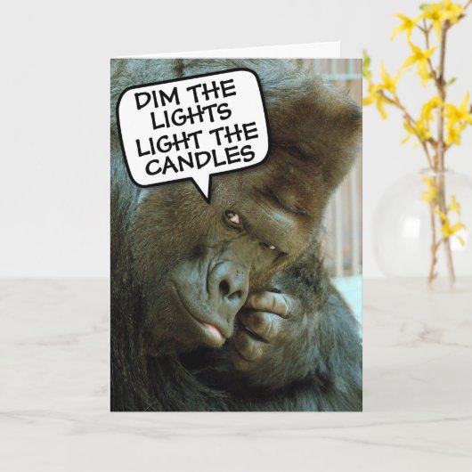 GORILLA FUNNY BIRTHDAY WENSKAARTEN KAART (Gele Bloem)
