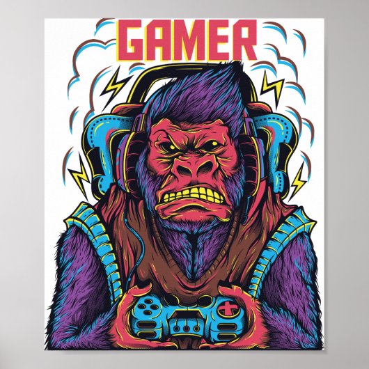 Gorilla Gamer Poster (Voorkant)