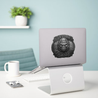 Gorilla Gang Geometrisch Logo in Zwarte Metal Look Sticker