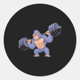 Gorilla Gewichtheffen Fitness Gym Training Bodybui Ronde Sticker