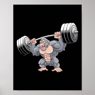 Gorilla Gewichtheffen Fitness Gym Training Lichaam Poster